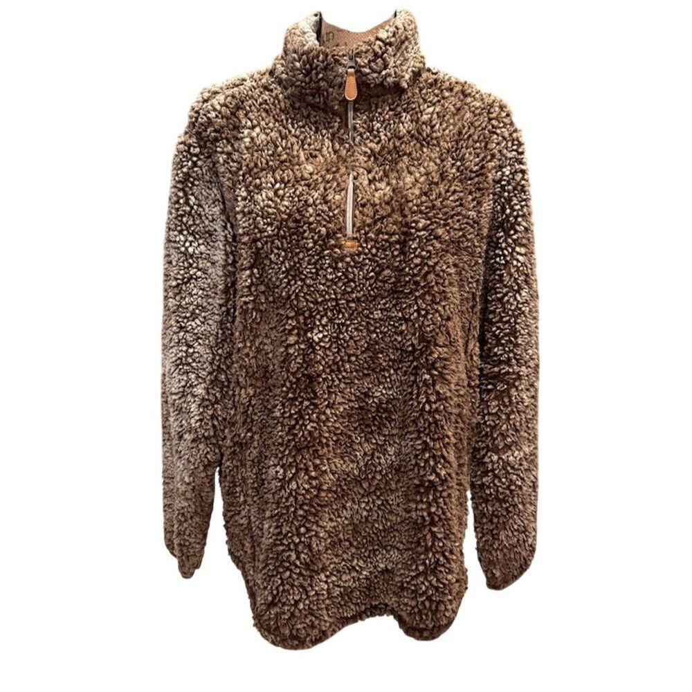 Simply Southern Women's Sherpa Pullover Jacket Brown Size L Standard Casual Zip